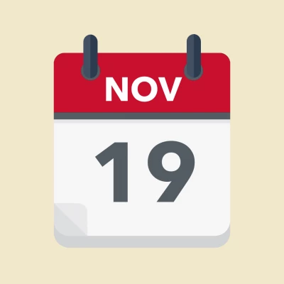 Calendar icon showing 19th November